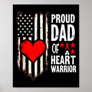 US-Flagge CHD-Bewusstsein Stolz Dad eines Herzens Poster