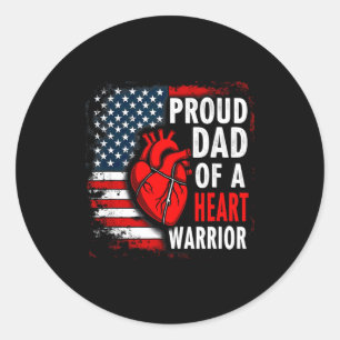 US-Flagge CHD-Bewusstsein Stolz Dad eines Herzens Runder Aufkleber