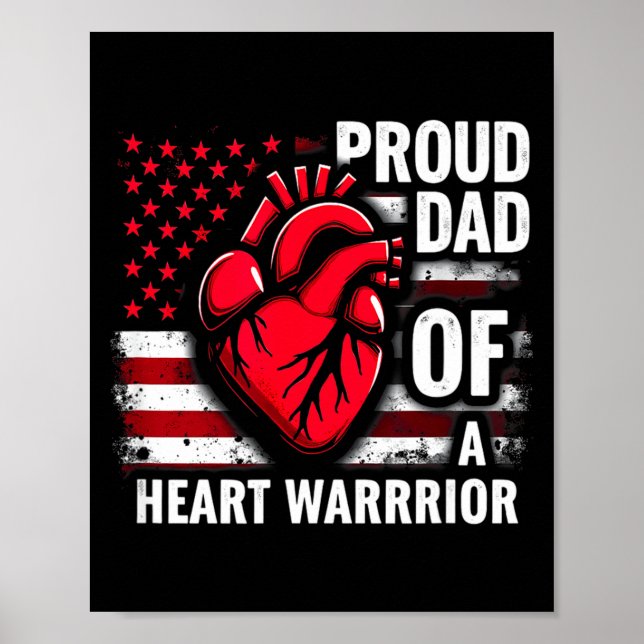 Us-Flagge CHD-Bewusstsein Stolzer Vater eines Herz Poster (Vorne)