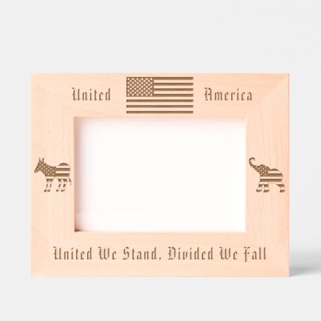 US-Flagge, demokratischer Donkey und republikanisc Geätzte Rahmen (Vorderseite)