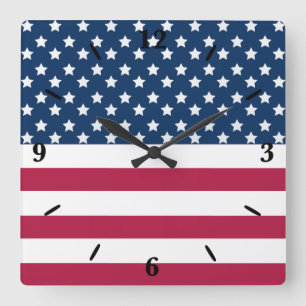 US Flagge der amerikanischen Flagge Quadratische Wanduhr