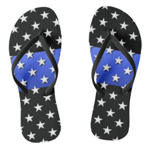 US Flagge der Polizei in Thin Blue Line Flip Flops
