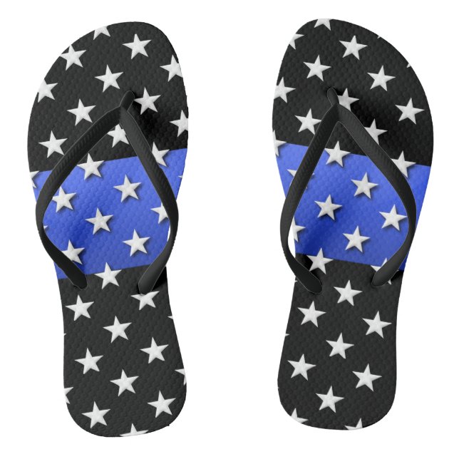 US Flagge der Polizei in Thin Blue Line Flip Flops (Fußbett)