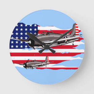 US Flagge der Wildcat-Attacken Runde Wanduhr