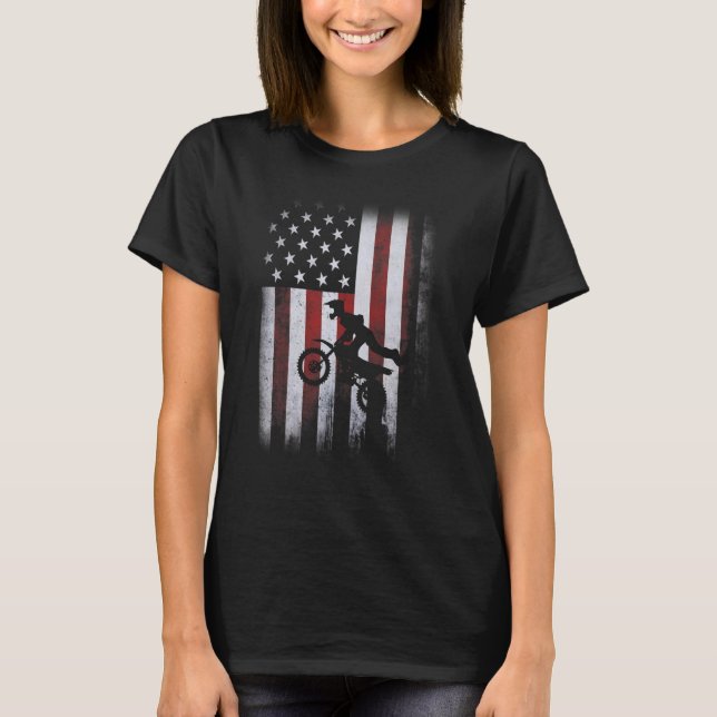 US-Flagge Dirt Bike Motorrad Motorrad Moto Braap M T-Shirt (Vorderseite)