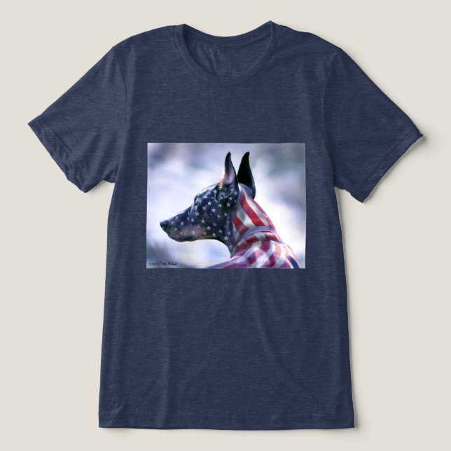 US Flagge Doberman Pinscher Tri-Blend Shirt (Design Vorderseite)