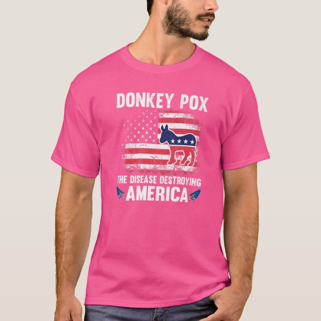 US-Flagge Donkey pox die Krankheit zerstören Ameri T-Shirt (Vorderseite)