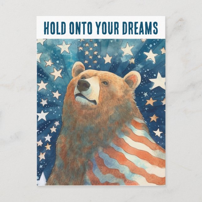 US Flagge Dreamer Bär Postkarte (Vorderseite)