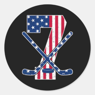 US-Flagge-Eishockey-Liebhaber 7. Geburtstagsfeier Runder Aufkleber