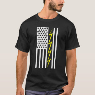 US-Flagge Elektrische Elektrizitätstechnik Strom T-Shirt