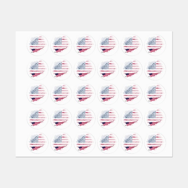 US-Flagge Etiketten (Blatt)