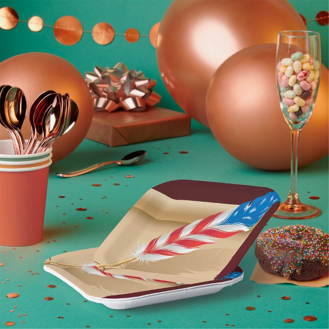 US Flagge Feather Pappteller (Von Creator hochgeladen)