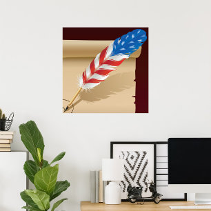 US Flagge Feather Poster
