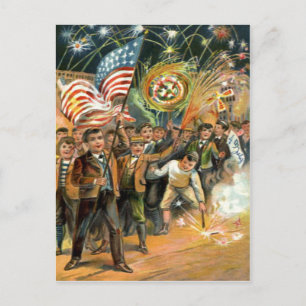 US-Flagge Feuerwerk Knallkörper-Parade Postkarte