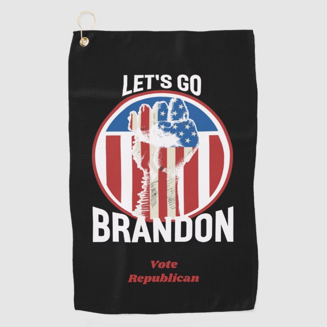 US Flagge Fist Let's Go Brandon Golfhandtuch (Vorderseite)