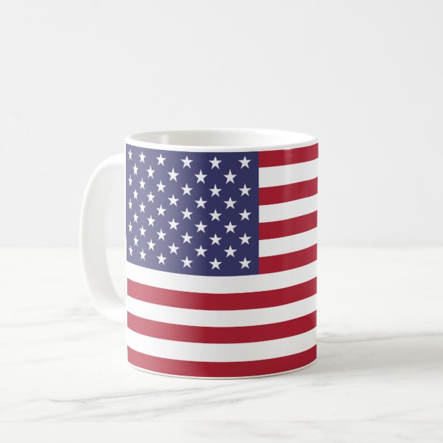 US-Flagge, Flagge der USA, amerikanische Flagge Kaffeetasse (Vorderseite Links)