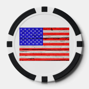 US Flagge-Flagge für Altholz Pokerchips