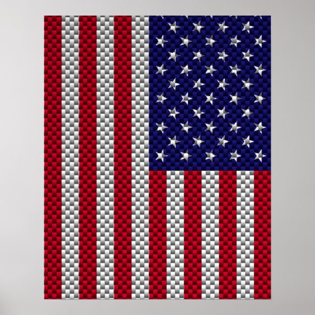 US-Flagge für Dekoration im Kohlenstofffaserstil (Vorne)
