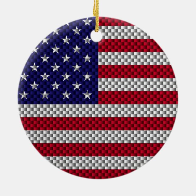 US-Flagge für Dekoration im Kohlenstofffaserstil (Hinten)