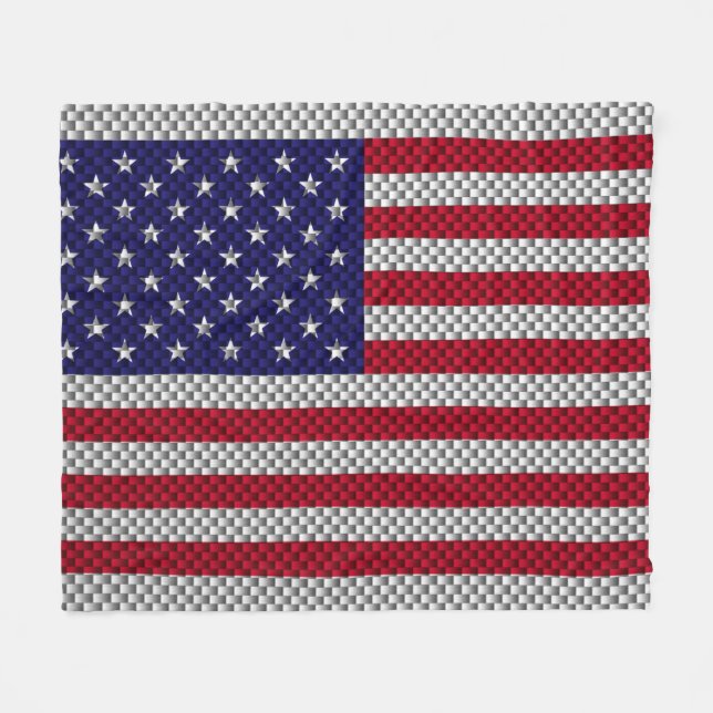 US-Flagge für Dekoration im Kohlenstofffaserstil Fleecedecke (Vorderseite (Horizontal))