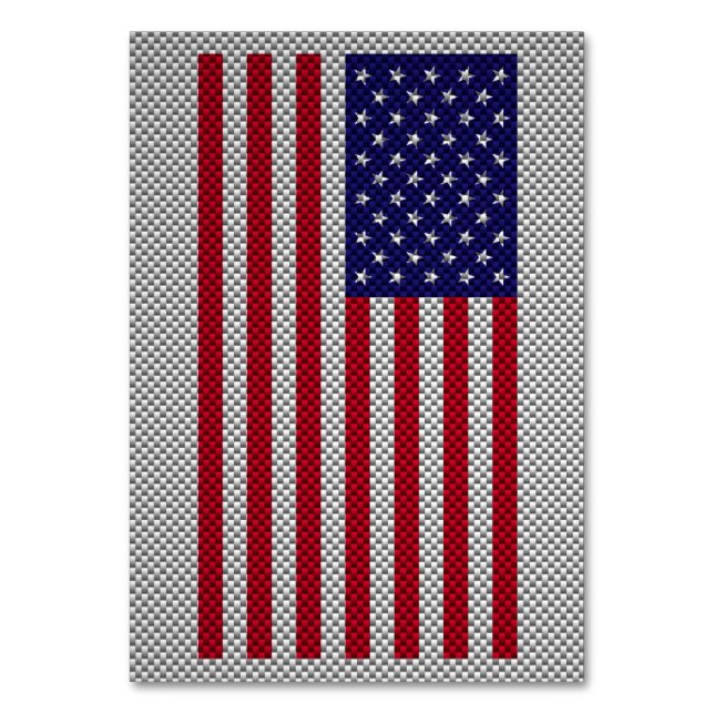 US-Flagge für Dekoration im Kohlenstofffaserstil Tischnummer (Vorderseite)