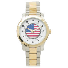 US-Flagge für Frauen Oversized Two-Tone-Armbanduhr Armbanduhr