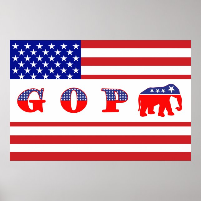 US-Flagge - G O P - Elefant Poster (Vorne)