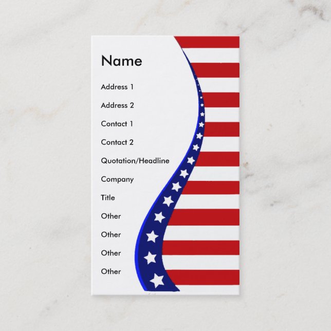 US FLAGGE-GESCHÄFTS-KARTEN VISITENKARTE (Vorderseite)