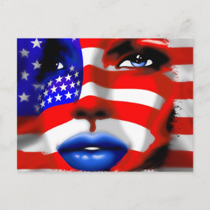 US Flagge Girl's Portrait Postcard Postkarte