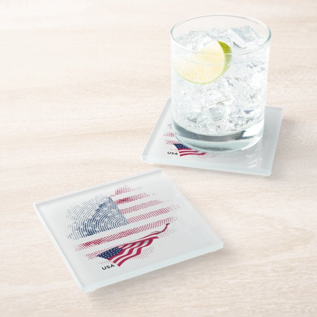 US-Flagge Glasuntersetzer (Schrägansicht)