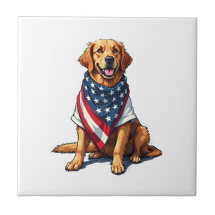 US-Flagge Golden Retriever Gravierter Hunde Liebha Fliese