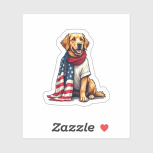 US-Flagge Golden Retriever gravierter Hundeliebhab Aufkleber