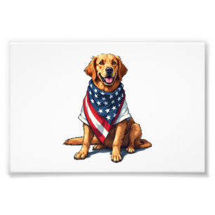 US-Flagge Golden Retriever Gravierter Hundeliebhab Fotodruck