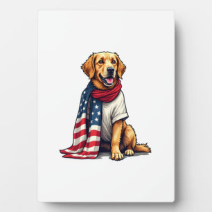US-Flagge Golden Retriever Gravierter Hundeliebhab Fotoplatte