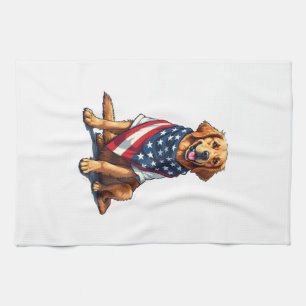 US-Flagge Golden Retriever Gravierter Hundeliebhab Geschirrtuch
