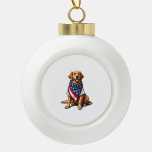 US-Flagge Golden Retriever Gravierter Hundeliebhab Keramik Kugel-Ornament