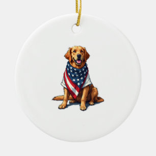US-Flagge Golden Retriever Gravierter Hundeliebhab Keramik Ornament