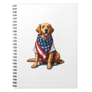 US-Flagge Golden Retriever Gravierter Hundeliebhab Notizblock