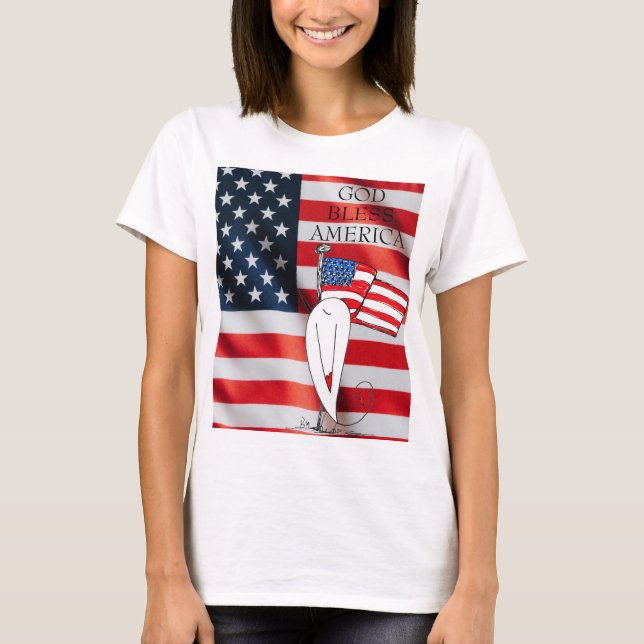 US-Flagge Gott segne Amerika Patriotischer T - Shi T-Shirt (Vorderseite)