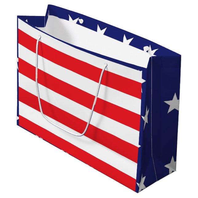 US Flagge Große Geschenktasche Rot Blau  Große Geschenktüte (Vorderseite Schrägansicht)