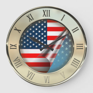 US-Flagge Große Wanduhr