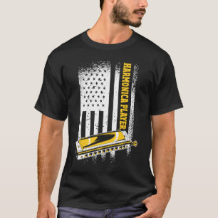 US-Flagge Harmonica Player T-Shirt