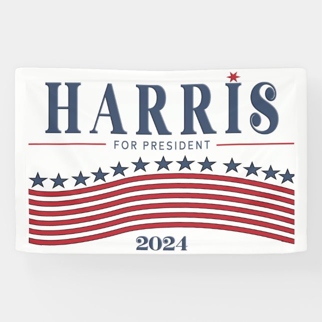 US Flagge Harris für Präsident 2024 Banner (Horizontal)