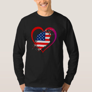 US-Flagge Herz Amerikanisch Patriotische Streitkrä T-Shirt