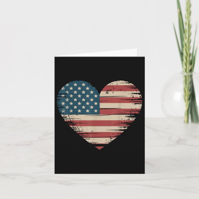 US-Flagge Herz-Valentinstag Veteran Karte (Vorderseite)