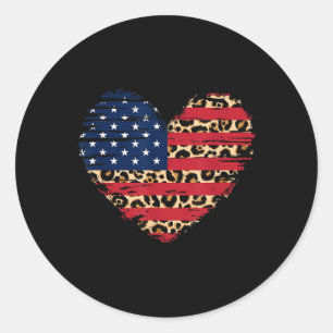 US-Flagge Herzstück Amerikanische Patriotische Str Runder Aufkleber