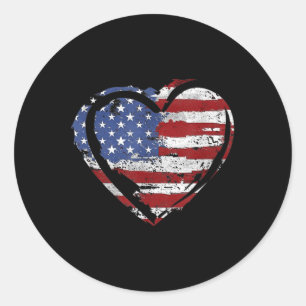 US-Flagge Herzstück Amerikanische Patriotische Str Runder Aufkleber
