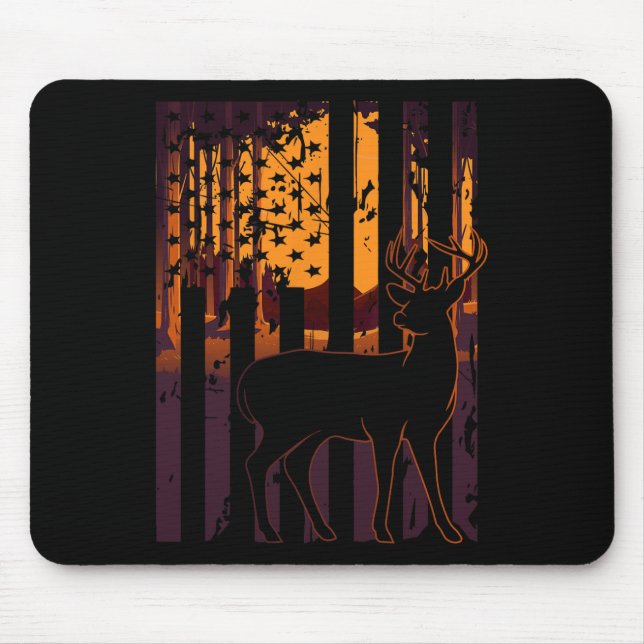 US-Flagge Hirschjagd Einstellung Sonnenblumenjäger Mousepad (Vorne)