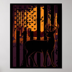 US-Flagge Hirschjagd Einstellung Sonnenblumenjäger Poster