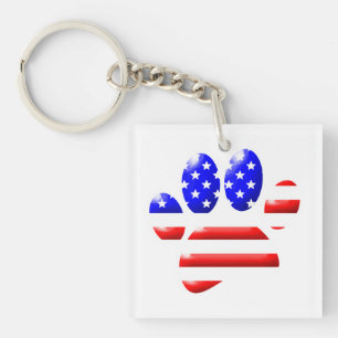 US-Flagge Hundepfotenabdruck Schlüsselanhänger